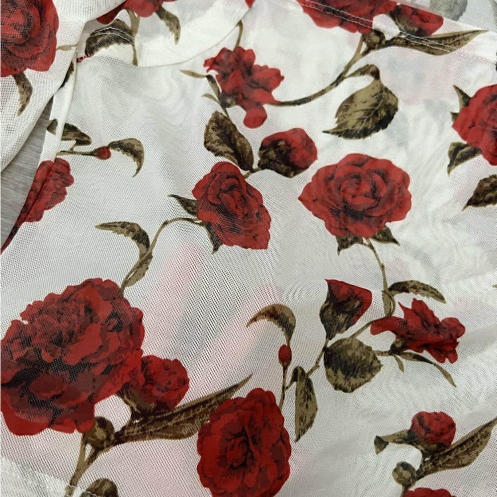 Dazy Rose Mesh Long Sleeve Crop Top size M - Picture 2 of 5